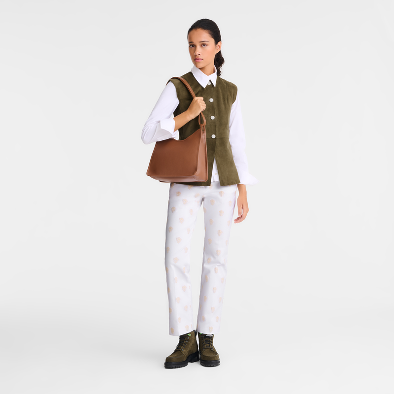 Longchamp Le Foulonné Bolso de hombro M Cuero - Caramelo Últimos 3 días