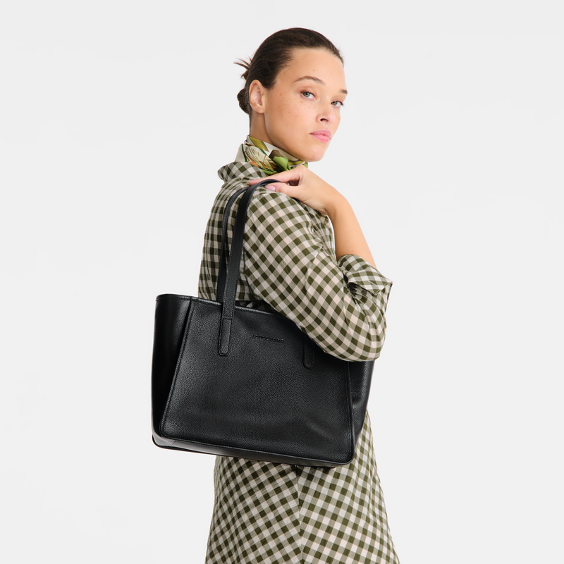 Longchamp Le Foulonné Bolso shopper L Cuero - Negro Precio de fábrica