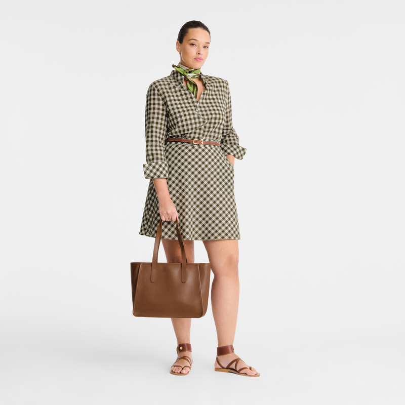 Longchamp Le Foulonné Bolso shopper L Cuero - Caramelo Promoción por tiempo limitado
