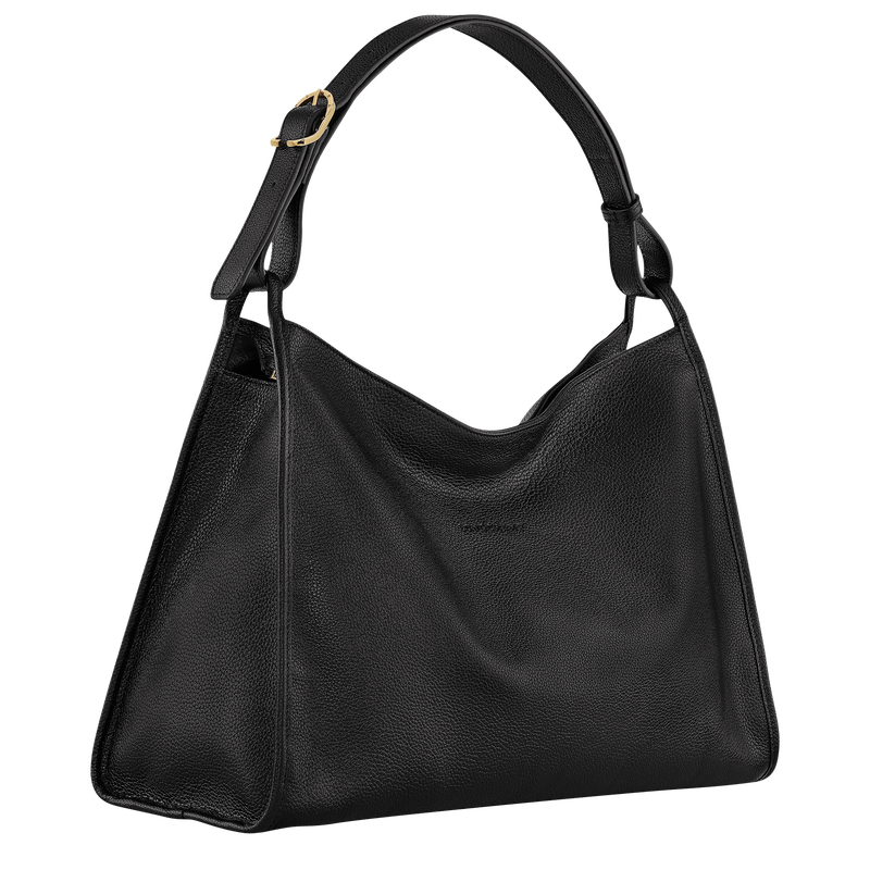 Longchamp Le Foulonné Bolso de hombro XL Cuero - Negro Oferta especial de fábrica