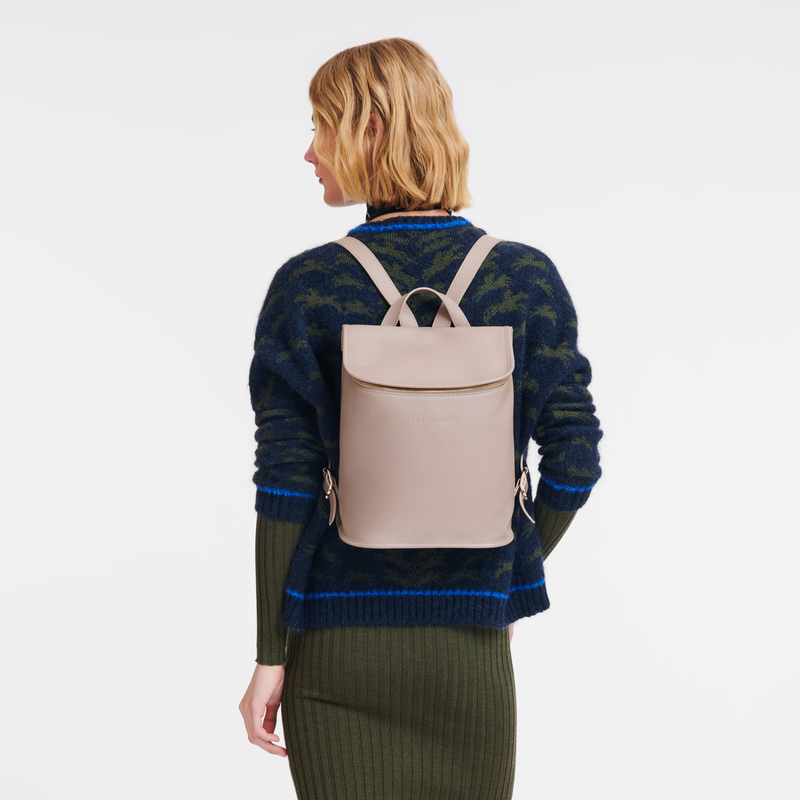 Longchamp Le Foulonné Mochila Cuero - Tórtola Grandes descuentos