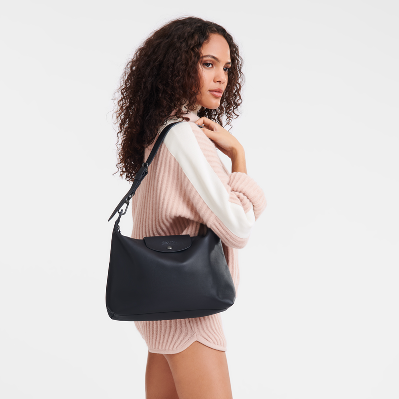 Longchamp Le Pliage Xtra Bolso Hobo M Cuero - Negro Liquidación