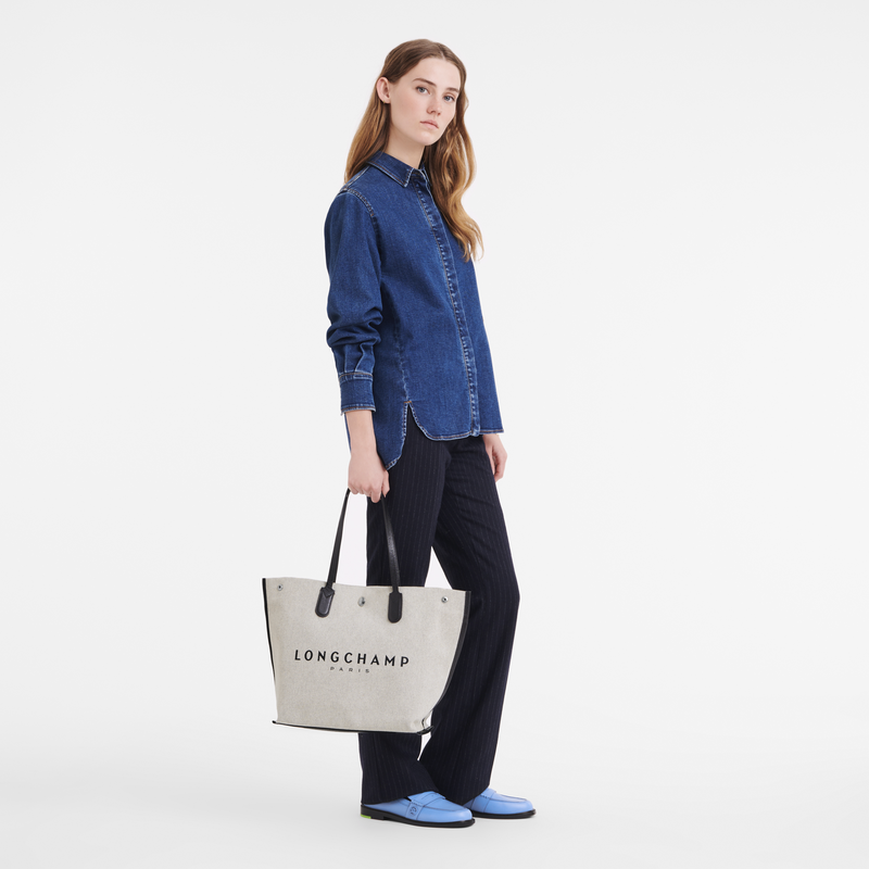 Longchamp Essential Bolso shopper L Tela - Crudo Outlet