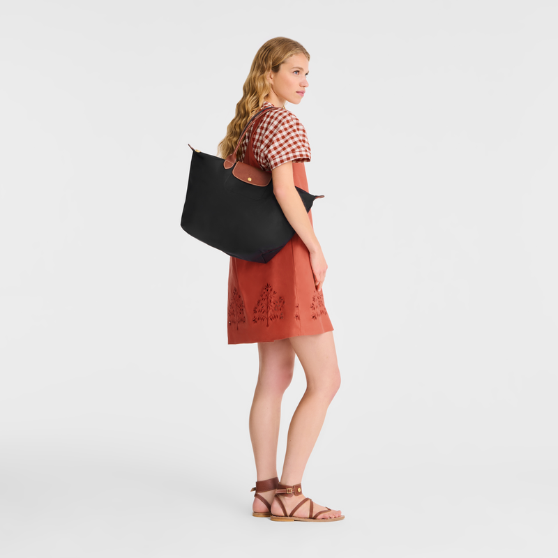 Longchamp Le Pliage Original Bolso de hombro L Lona reciclada - Negro Venta caliente