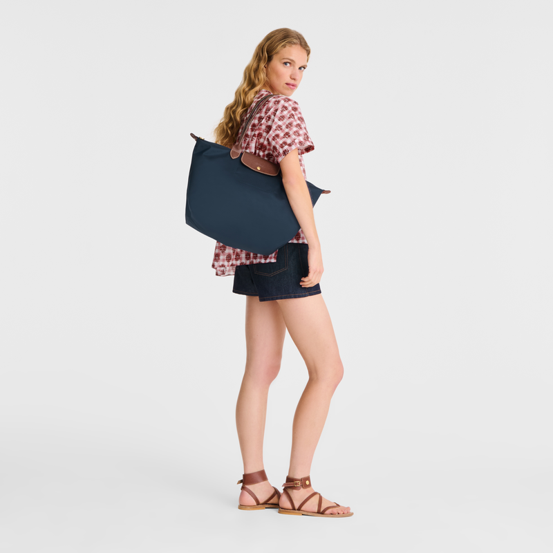 Longchamp Le Pliage Original Bolso de hombro L Lona reciclada - Azul Marino En oferta