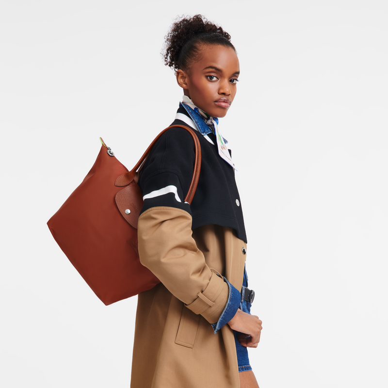 Longchamp Le Pliage Green Bolso de hombro M Lona reciclada - Castaño Últimos 3 días