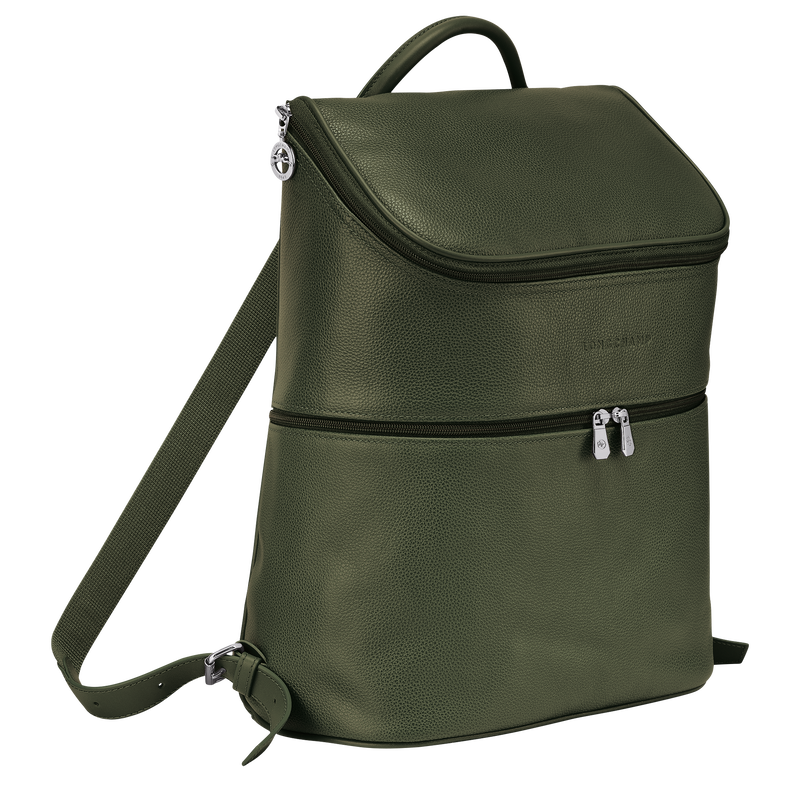 Longchamp Le Foulonné Mochila Cuero - Caqui Promoción por tiempo limitado