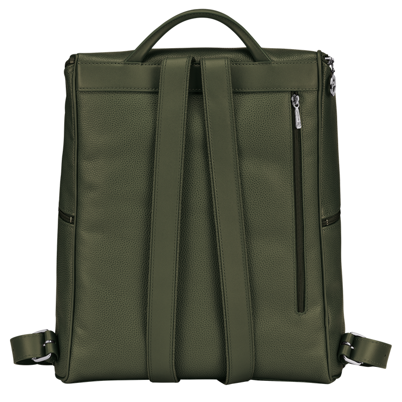 Longchamp Le Foulonné Mochila Cuero - Caqui Promoción por tiempo limitado
