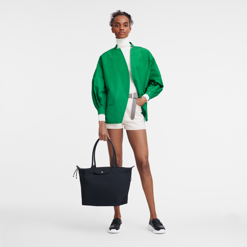 Longchamp Le Pliage Energy Bolso shopper L Lona reciclada - Negro Oferta especial de fábrica