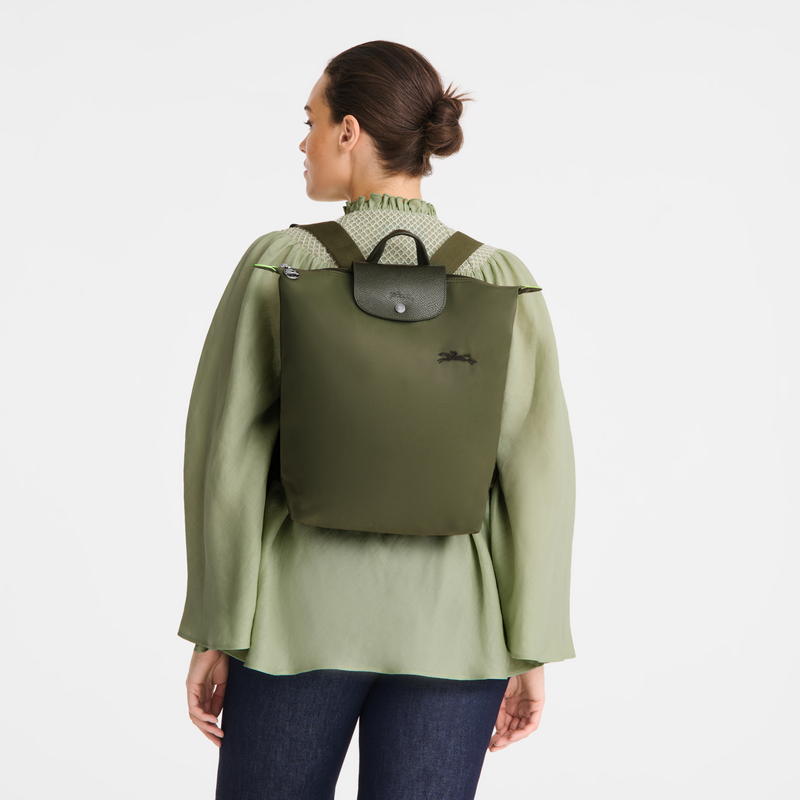 Longchamp Le Pliage Green Mochila M Tela - Bosque Liquidación
