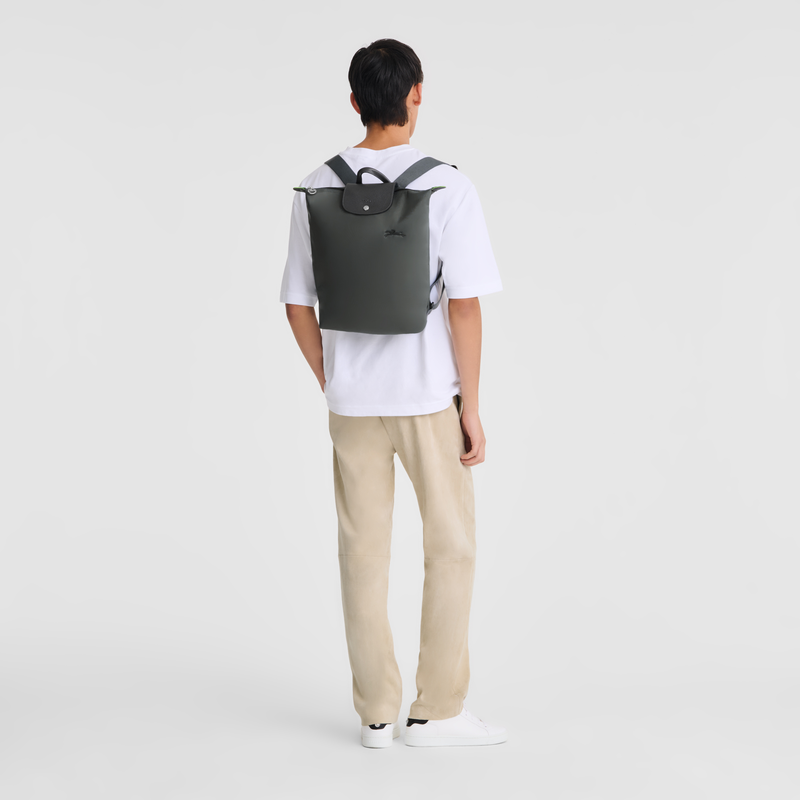 Longchamp Le Pliage Green Mochila M Tela - Grafito Tienda de fábrica
