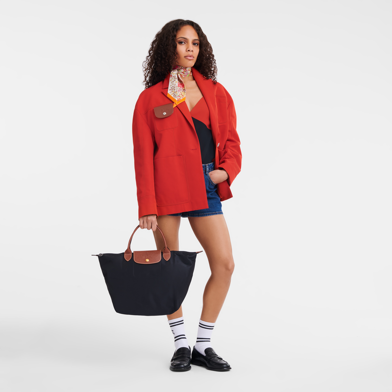 Longchamp Le Pliage Original Bolso con asa superior M Lona reciclada - Negro Rebajas de fin de temporada