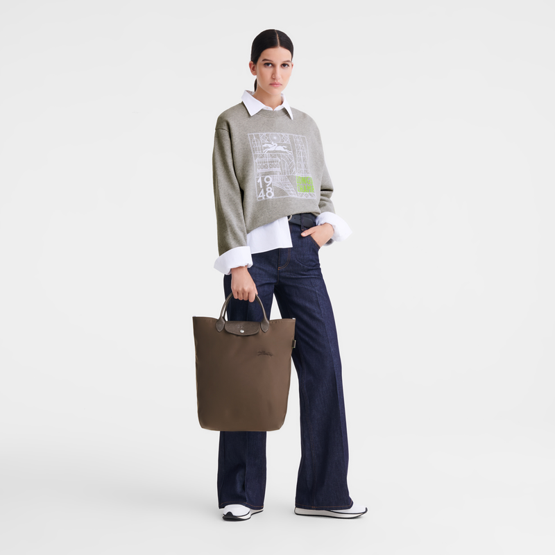 Longchamp Le Pliage Green Bolso shopper M Tela - Tierra Venta caliente