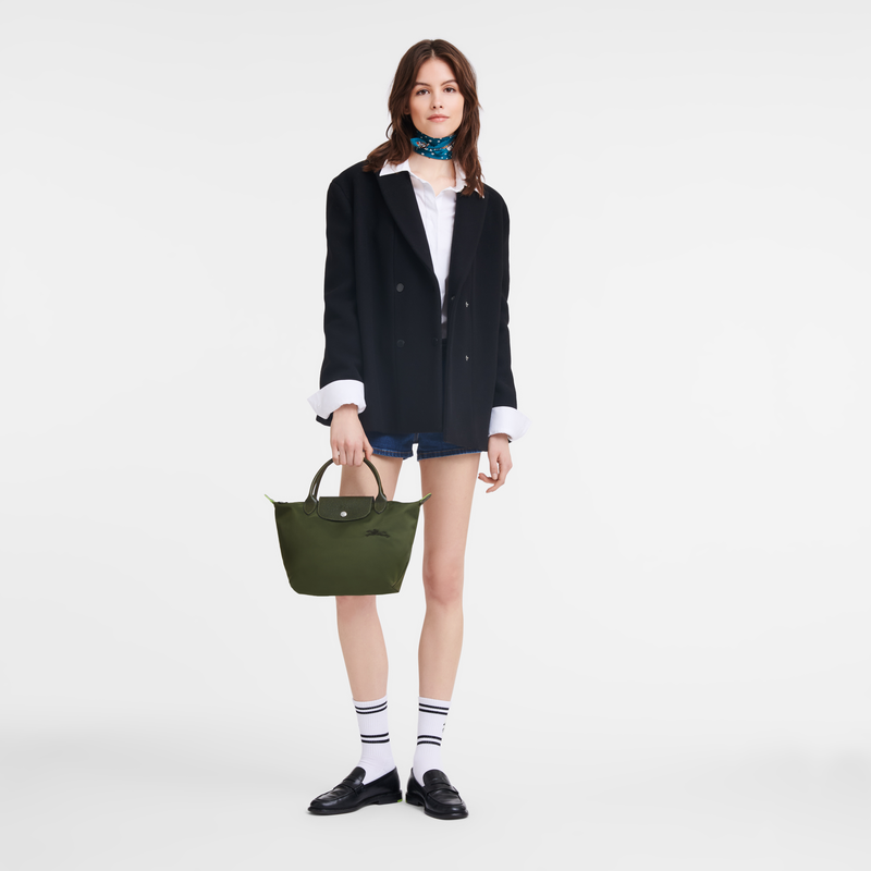 Longchamp Le Pliage Green Bolso con asa superior S Lona reciclada - Bosque Rebajas de fábrica