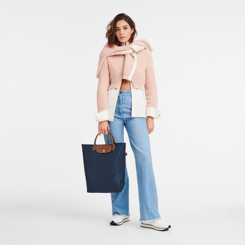 Longchamp Le Pliage Original Bolso shopper M Tela - Azul Marino Oferta especial