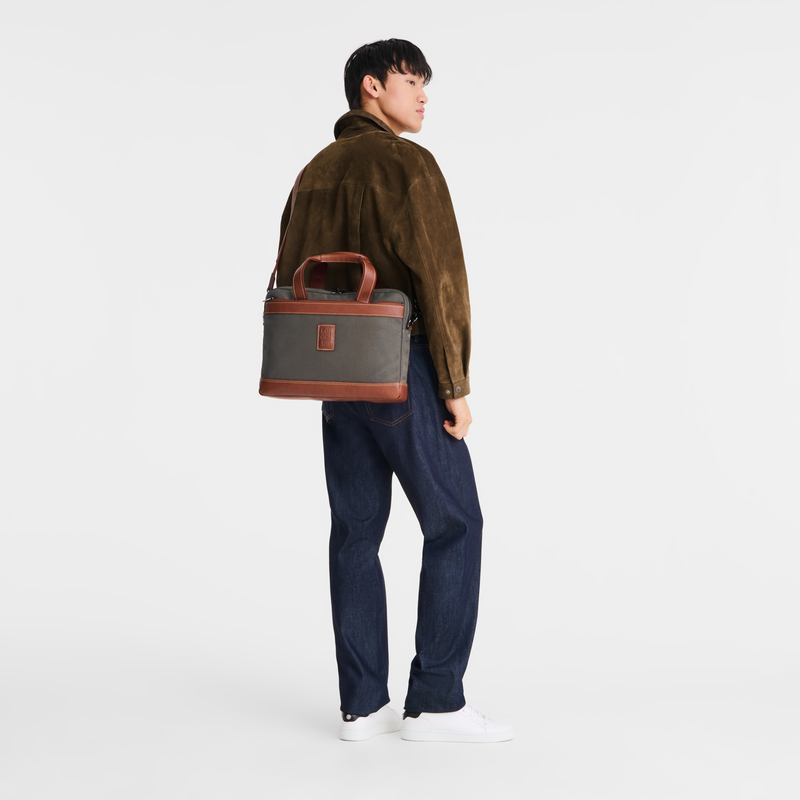 Longchamp Boxford Maletín S Lona reciclada - Marrón Superdescuento