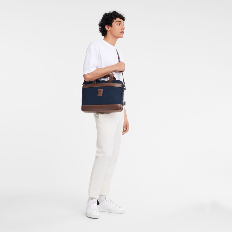 Longchamp Boxford Maletín S Lona reciclada - Azul Grandes descuentos