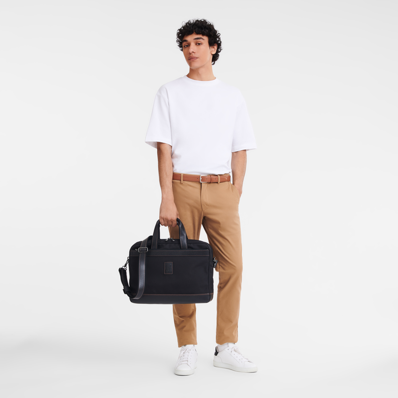Longchamp Boxford Maletín L Lona reciclada - Negro Liquidación