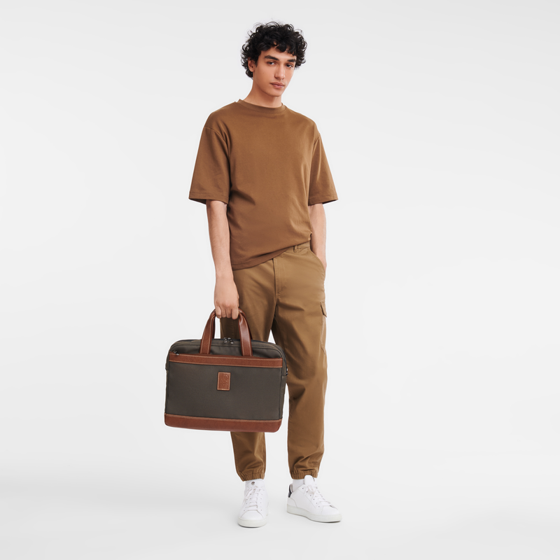 Longchamp Boxford Maletín L Lona reciclada - Marrón Envío internacional gratuito