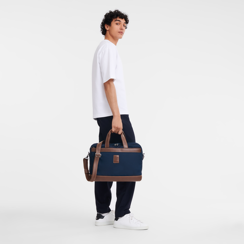 Longchamp Boxford Maletín L Lona reciclada - Azul Tienda de fábrica