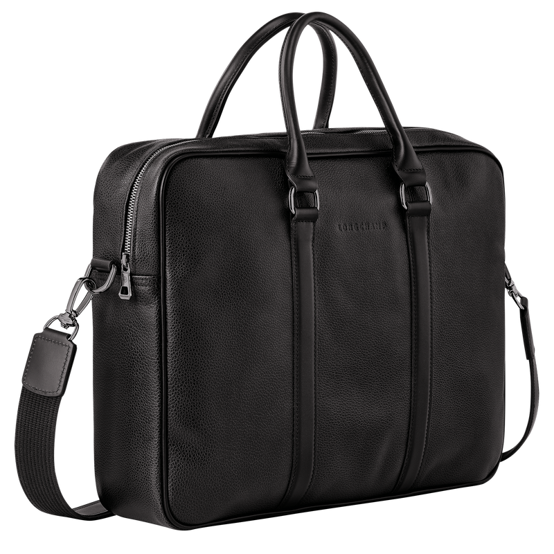 Longchamp Le Foulonné Maletín M Cuero - Negro Última moda