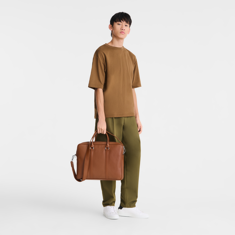 Longchamp Le Foulonné Maletín M Cuero - Caramelo Descuento por venta flash