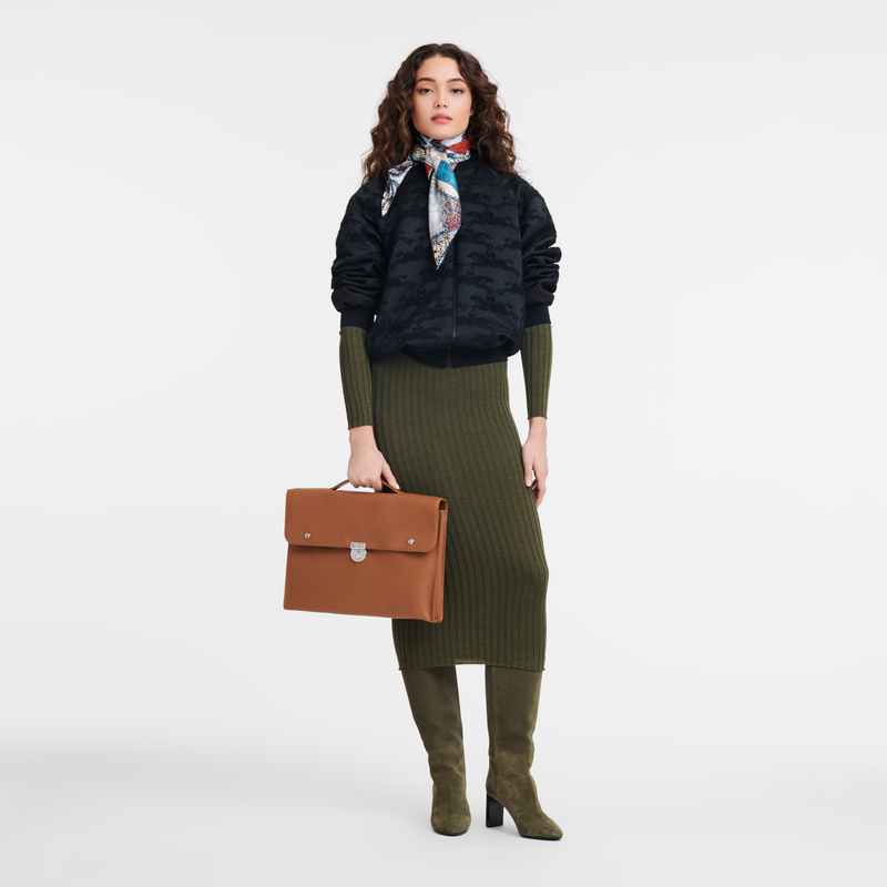 Longchamp Le Foulonné Maletín S Cuero - Caramelo Ofertas especiales