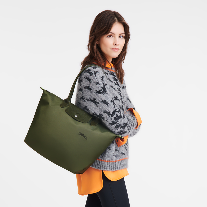 Longchamp Le Pliage Green Bolso de hombro L Lona reciclada - Bosque Liquidación
