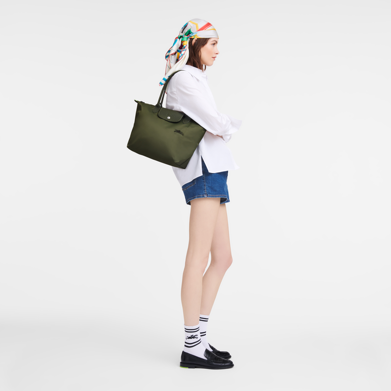 Longchamp Le Pliage Green Bolso de hombro M Lona reciclada - Bosque Rebajas online