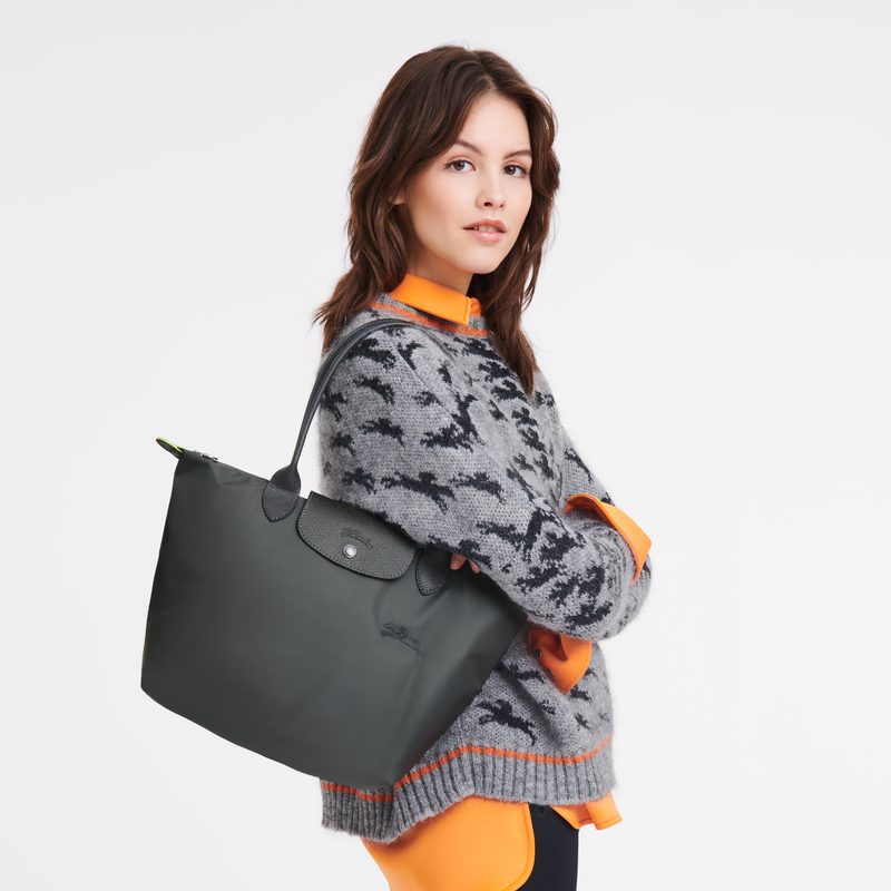 Longchamp Le Pliage Green Bolso de hombro M Lona reciclada - Grafito Rebajas top