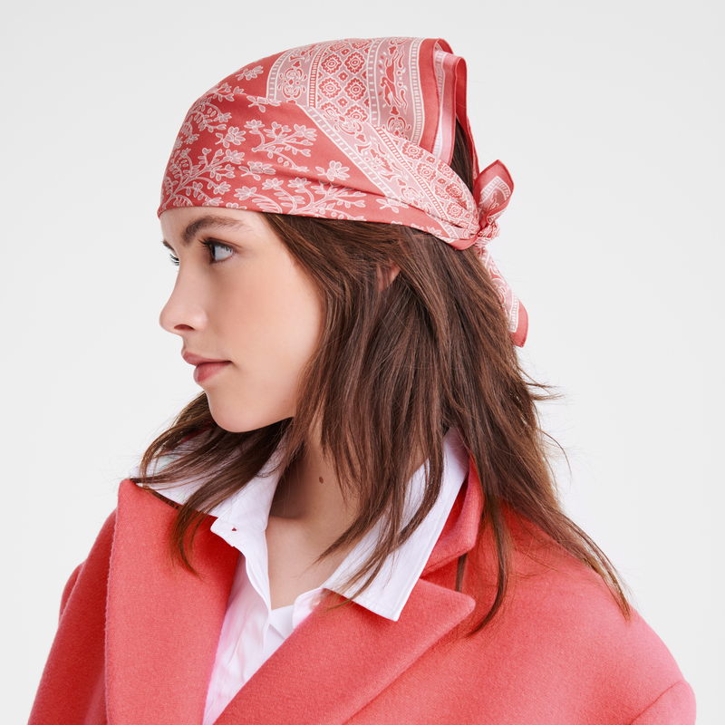 Longchamp Árbol de la vida Pañuelo de seda 50 Seda - Tomate Gran oferta