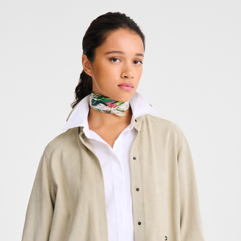 Longchamp Rosa y verde Pañuelo de seda 50 Seda - Papel Rebajas baratas