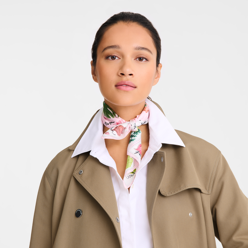 Longchamp Rosa y verde Pañuelo de seda 50 Seda - Bailarina Los más vendidos