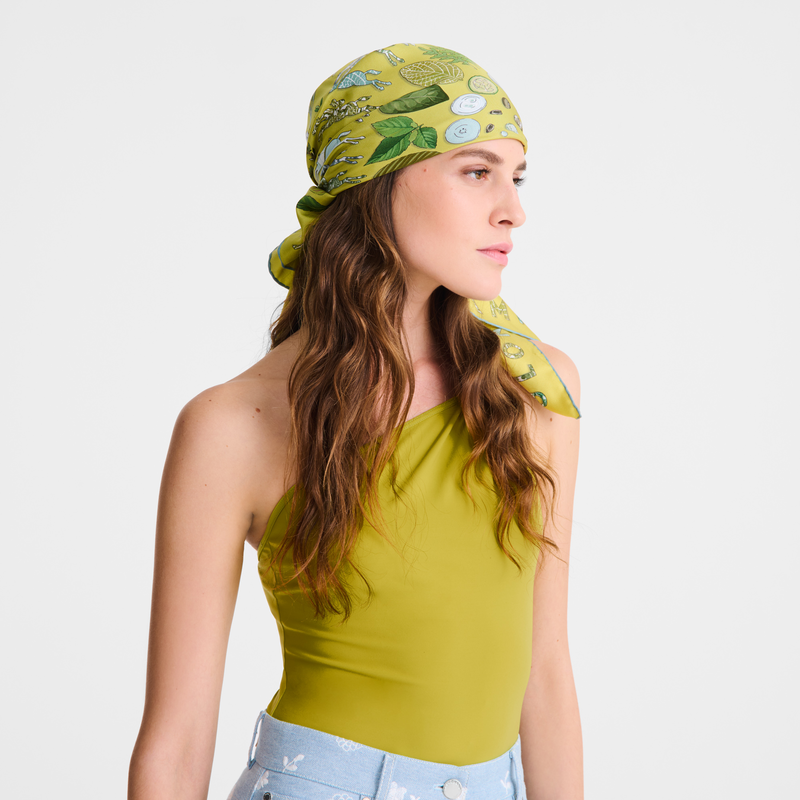 Longchamp Herbario de Longchamp Pañuelo de seda 90 Seda - Verde Kiwi Precio de fábrica