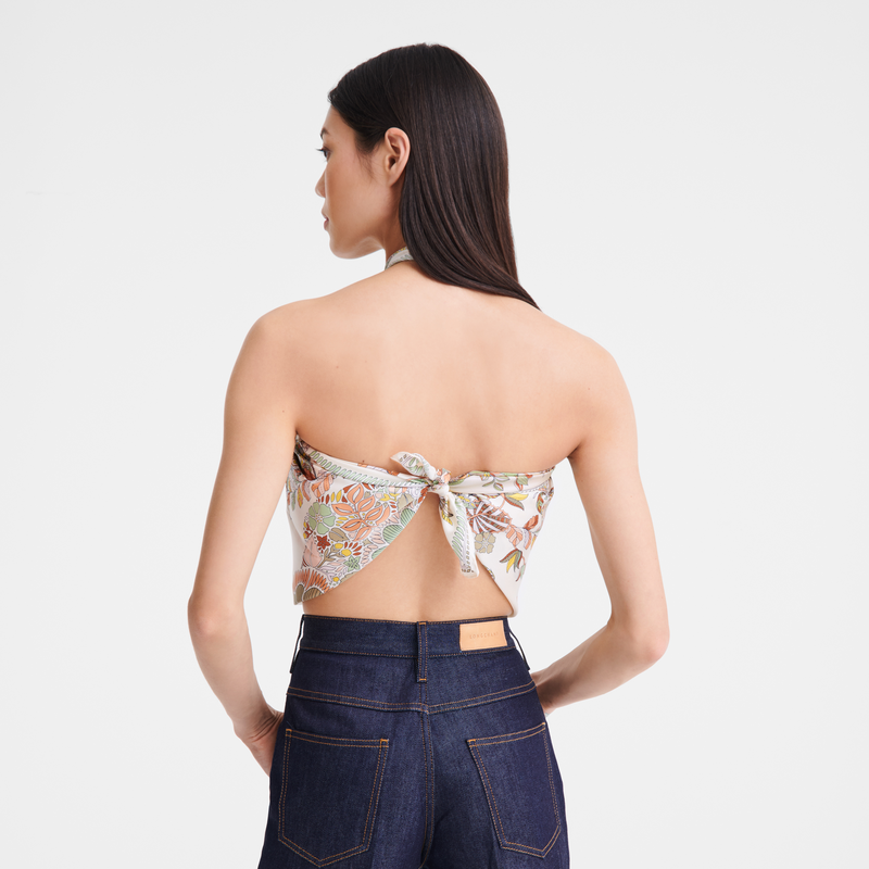 Longchamp Forêt Longchamp Pañuelo de seda 90 Seda - Crudo Promoción trimestral