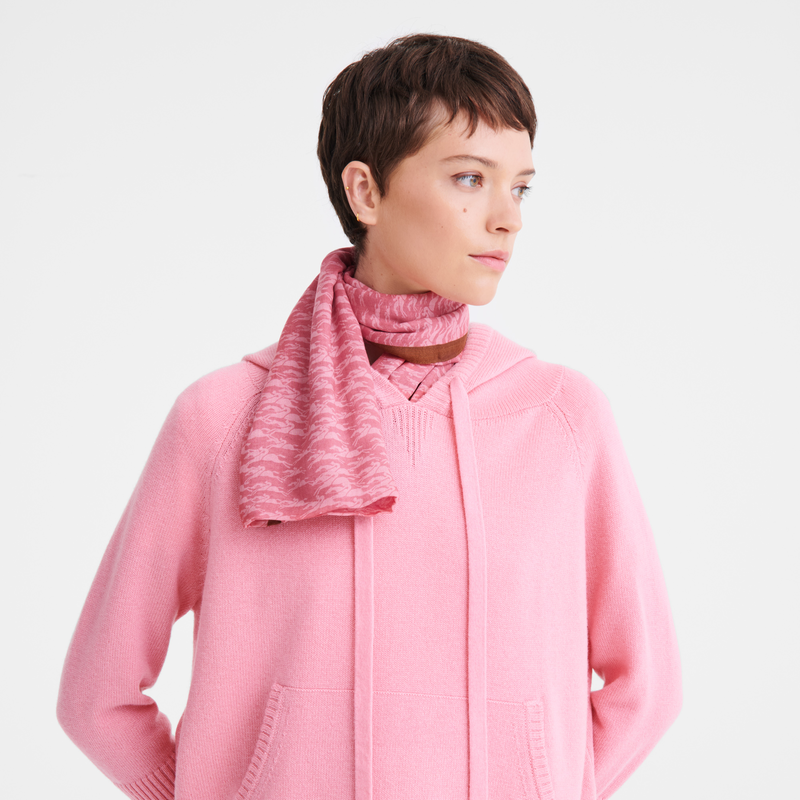Longchamp Chevaux Estola de mujer Estampado de caballos - Malvavisco Superdescuento