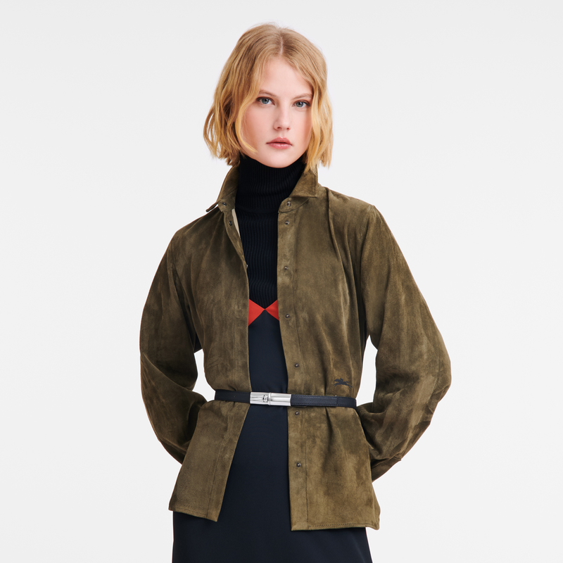 Longchamp Le Roseau Cinturón de mujer Cuero - Negro Grandes ahorros