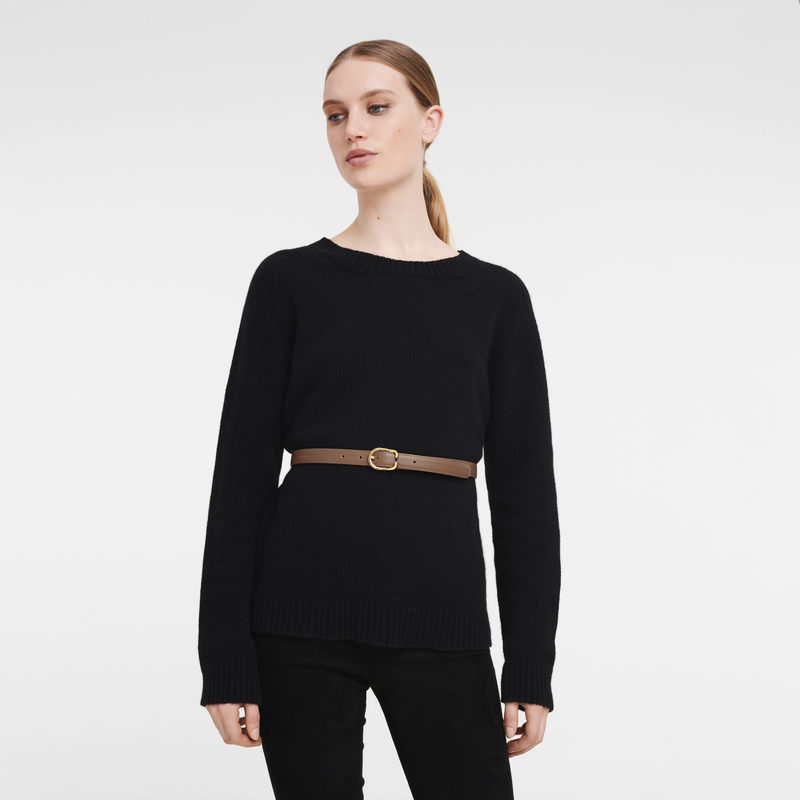 Longchamp Le Foulonné Cinturón de mujer Cuero - Caramelo Venta caliente
