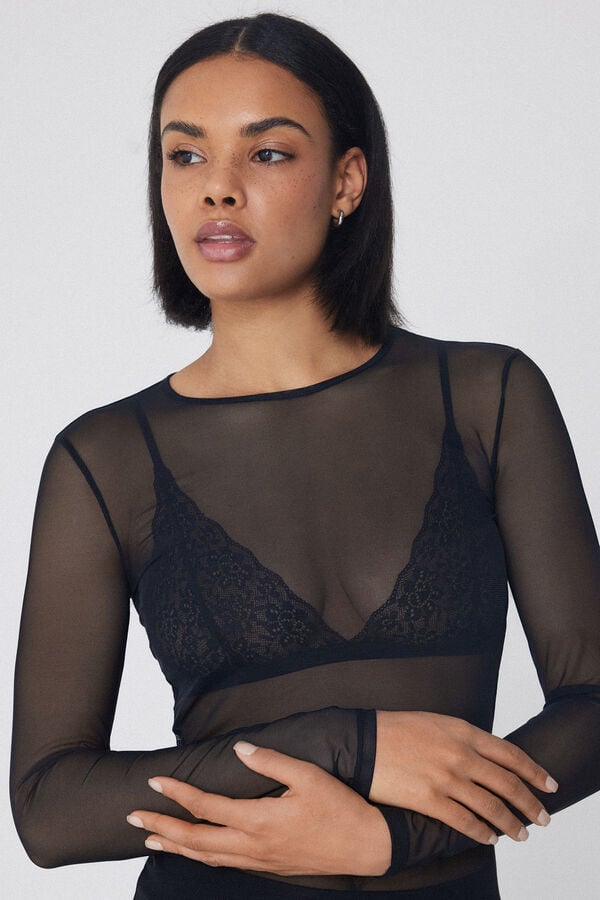 Tezenis Camiseta de Manga Larga y Cuello Redondo de Tul COMPRAR AHORA