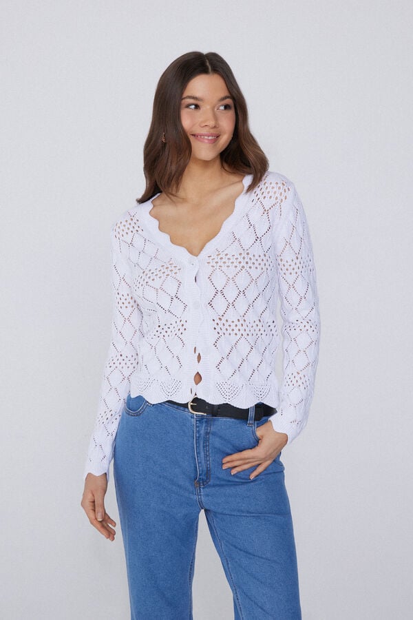 Tezenis Cárdigan de Manga Larga Perforado de Crochet Oferta especial de fábrica
