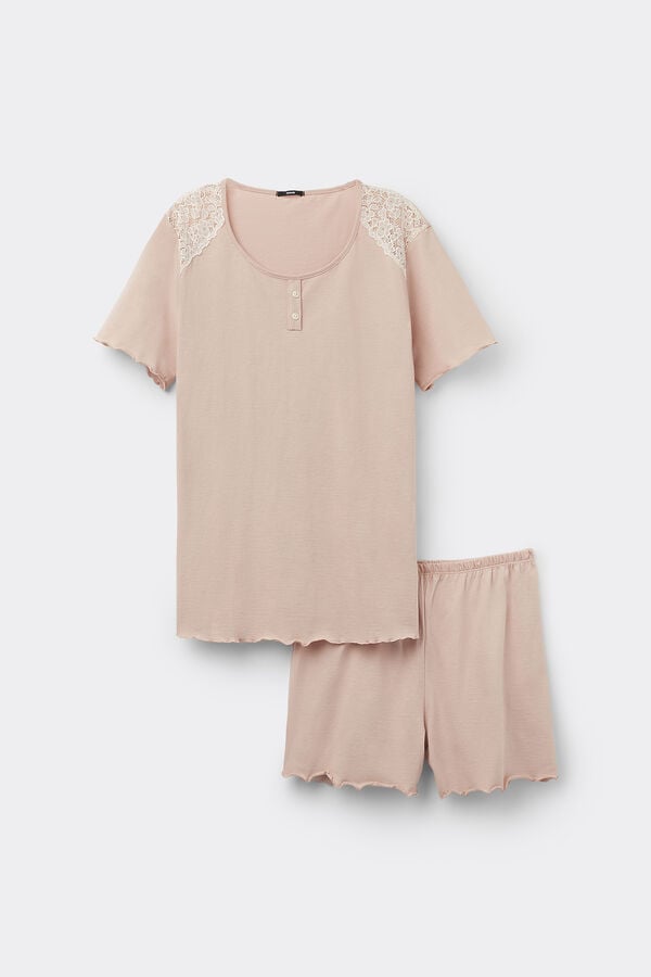 Tezenis Pijama Corto Media Manga de Algodón Delicate Touch En oferta