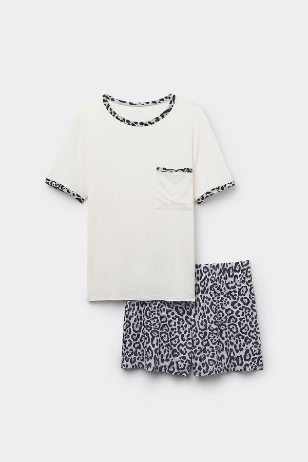 Tezenis Pijama Corto Media Manga de Viscosa Estampado Animal Libre de impuestos