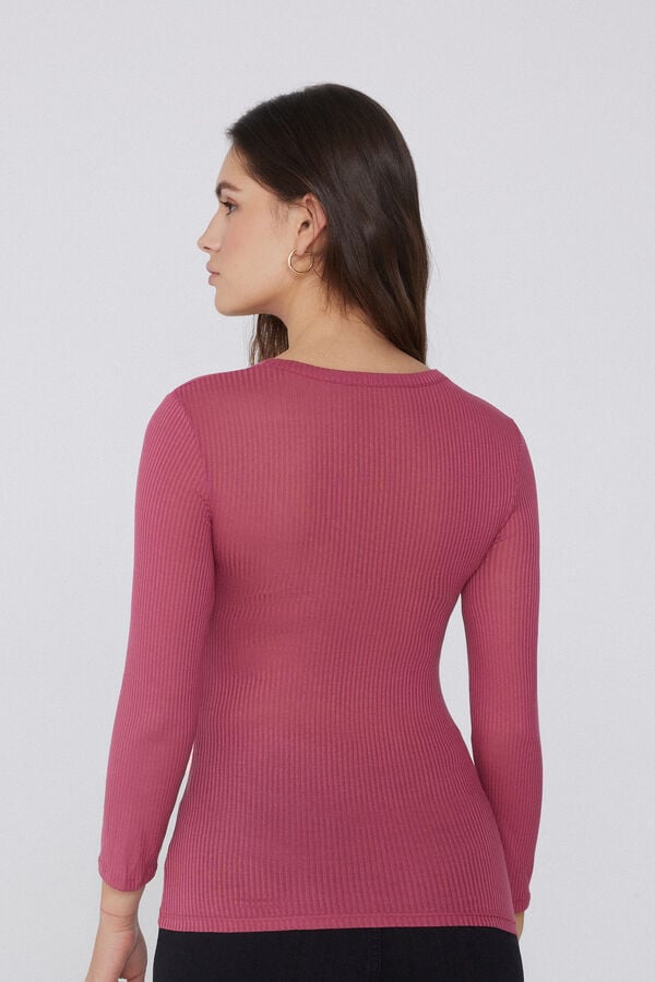 Tezenis Camiseta Manga Tres Cuartos Escote Pico Viscosa Canalé Descuento por venta flash