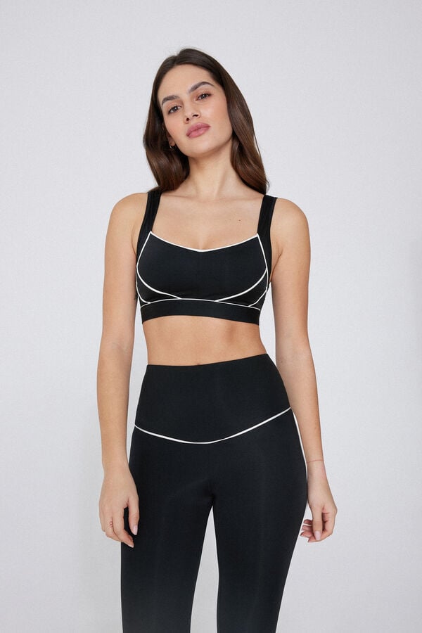 Tezenis Top Corto Deportivo de Microfibra con Ribetes Ofertas