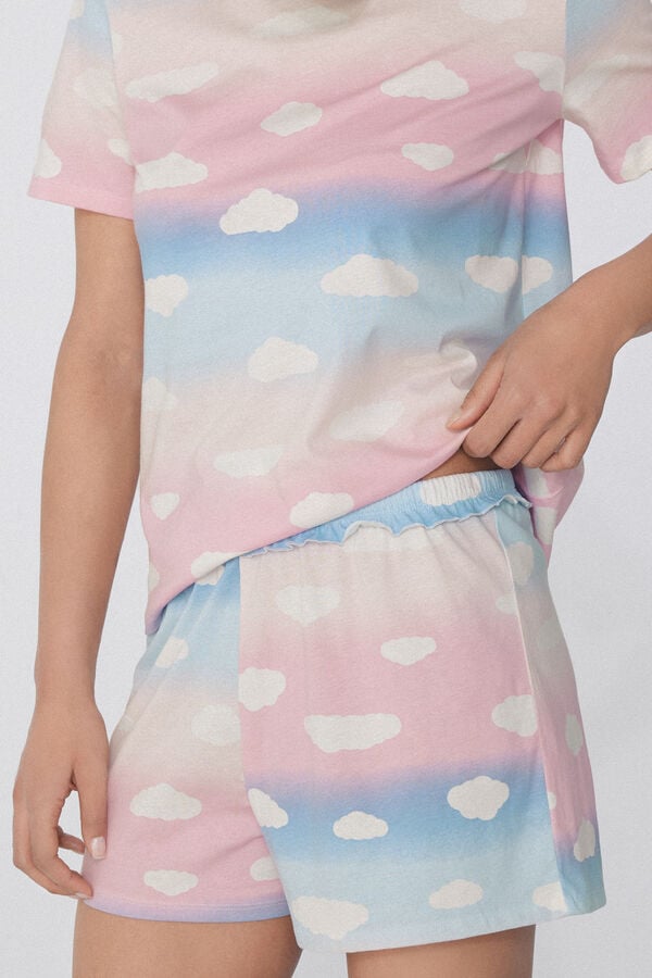 Tezenis Pijama Corto Manga Corta Algodón Estampado Nubes Últimos 2 días