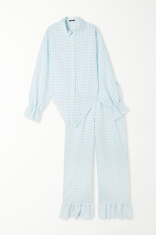 Tezenis Pijama Largo Abierto de Tela con Volante Último día