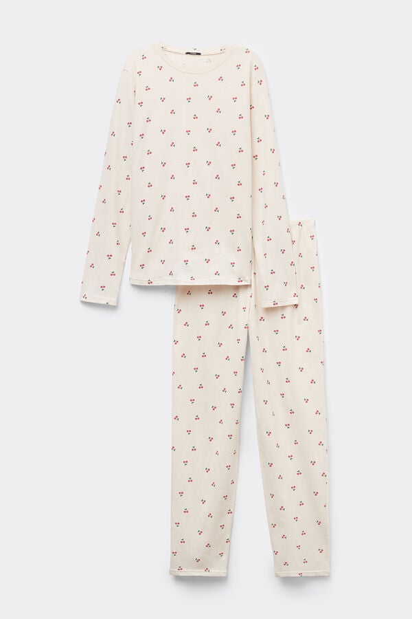 Tezenis Pijama Largo Algodón Estampado Cerezas Superdescuento