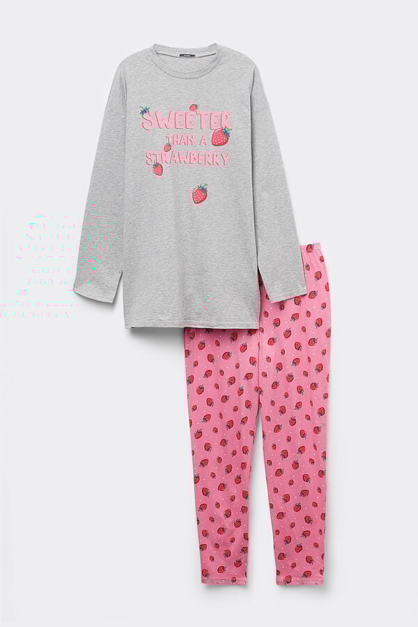 Tezenis Pijama Largo de Algodón con Estampado Fresa Envío internacional gratuito
