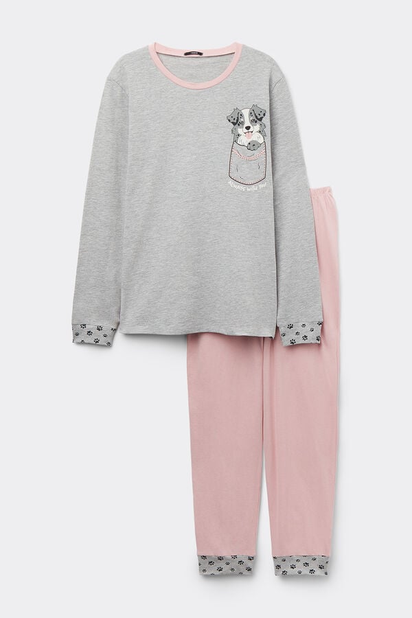 Tezenis Pijama Largo de Algodón con Estampado de Perro Tienda de fábrica