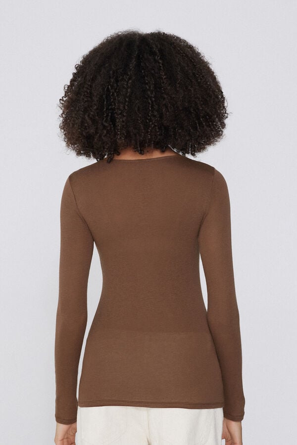 Tezenis Camiseta con Cuello de Barco de Viscosa y Lana Merino Última moda